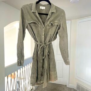 Bella Dahl Olive Green Shirt Dress, XS